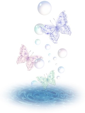 蝶と泡の絵